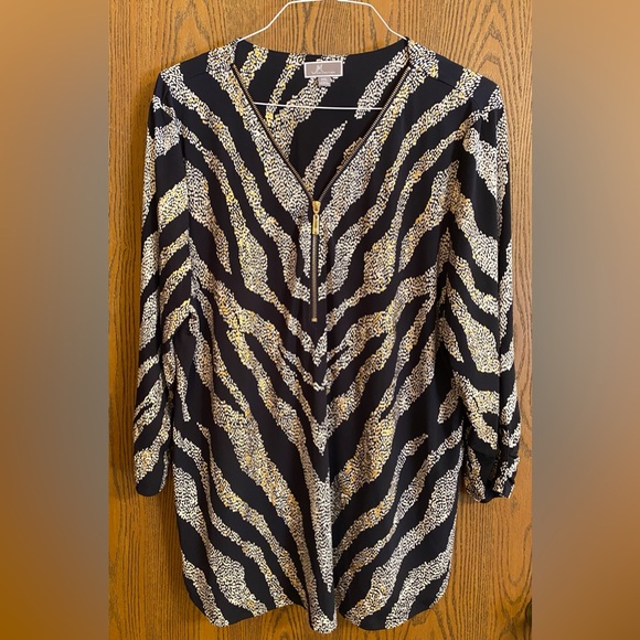 JM Collection Navy and Gold Zebra Print woman’s Top, XXL - Picture 1 of 5